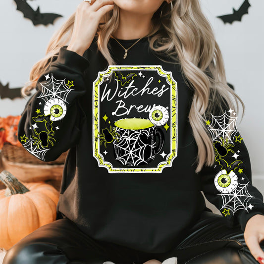 Witches Brew sweatshirt with sleeve designs (White Ink)