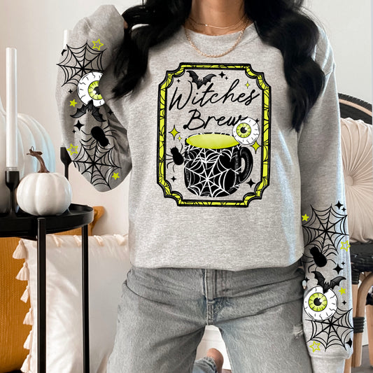 Witches Brew sweatshirt with sleeve designs (Black Ink)