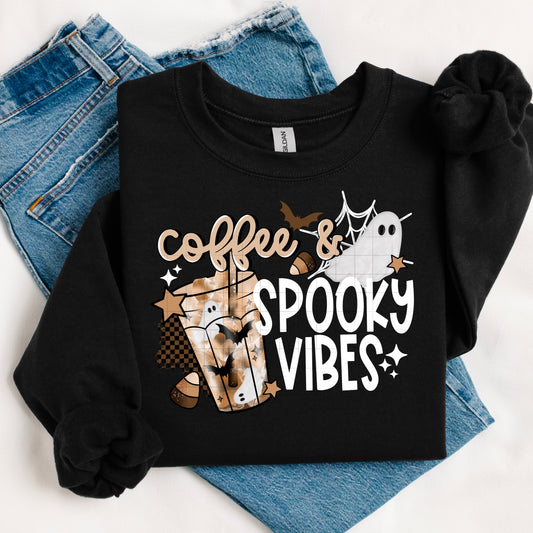 Coffee & Spooky Vibes tee (White Ink)