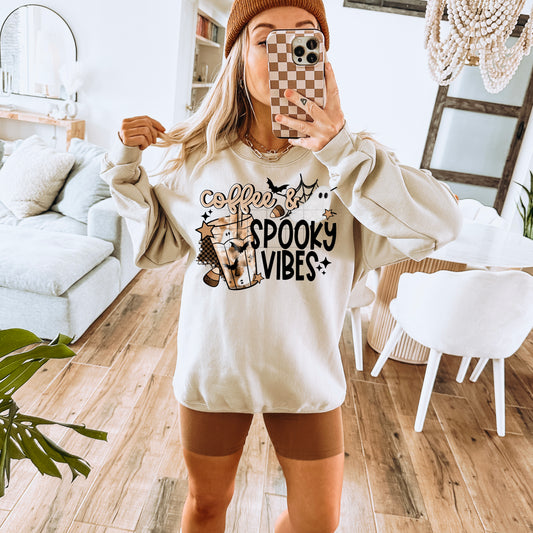 Coffee & Spooky Vibes tee (Black Ink)