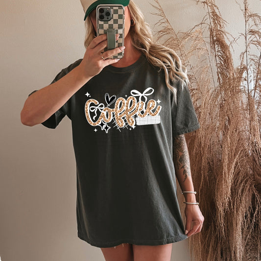 Coffee Leopard tee (White Ink)