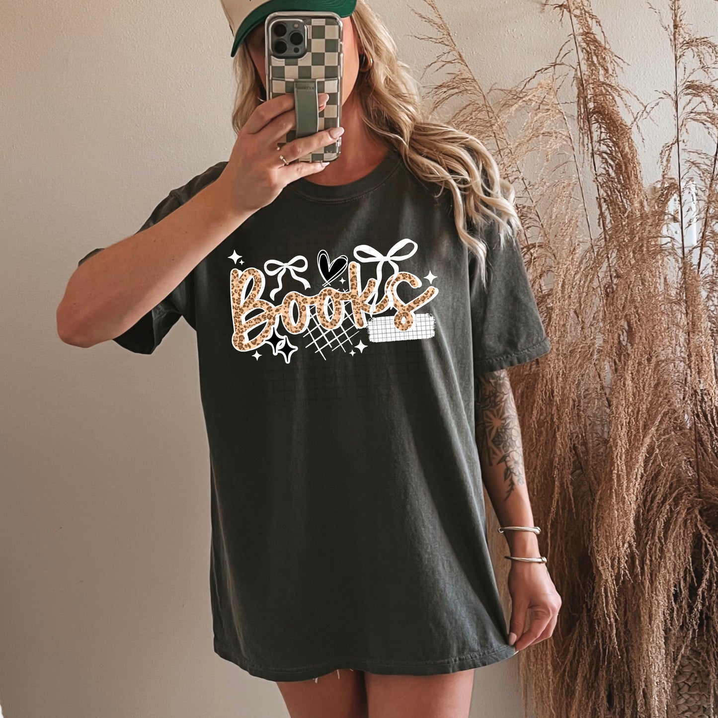 Books Cheetah Print tee (White Ink)