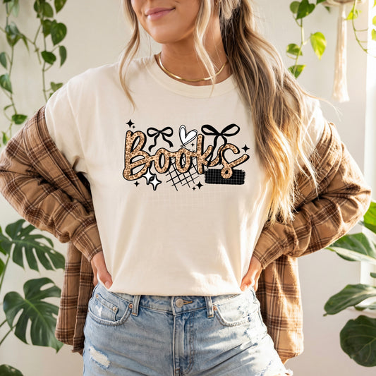 Books Cheetah Print tee (Black Ink)
