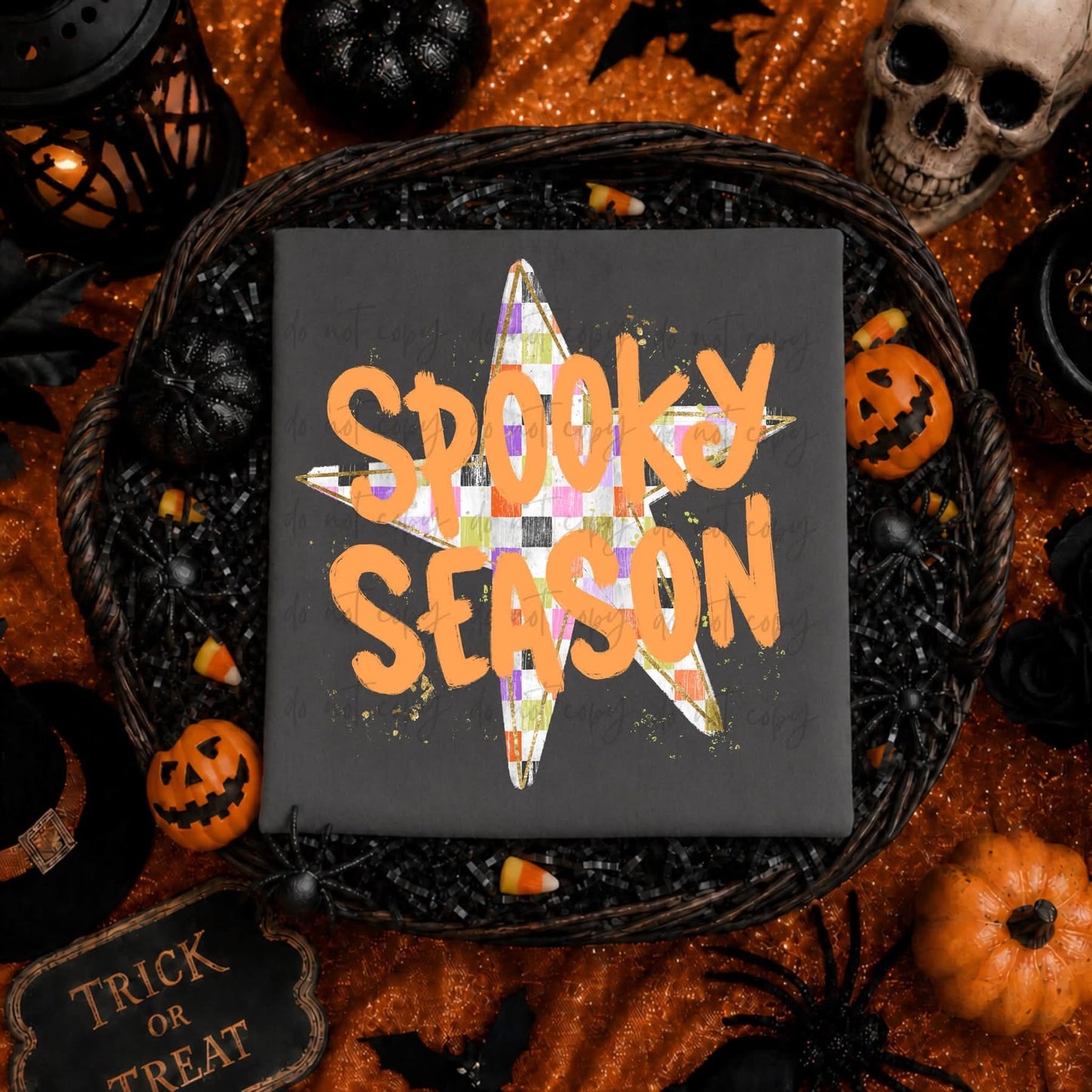 Spooky Season checkered Star tee