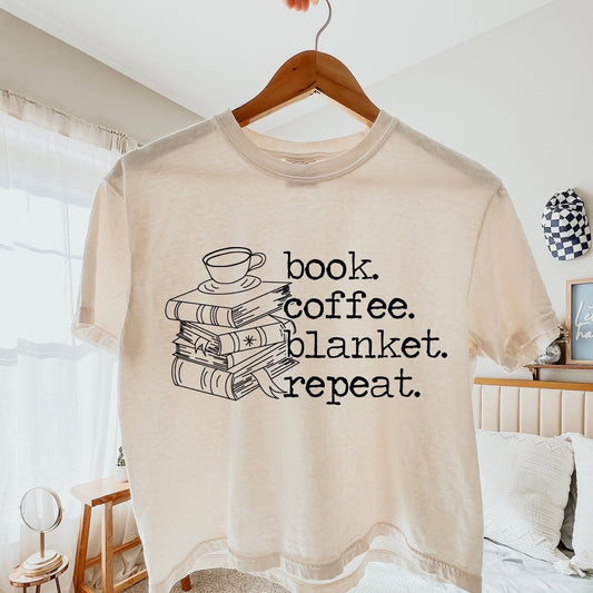 Book.Coffee.Blanket.Repeat tee