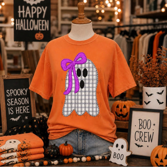 Striped Bow Ghostie tee