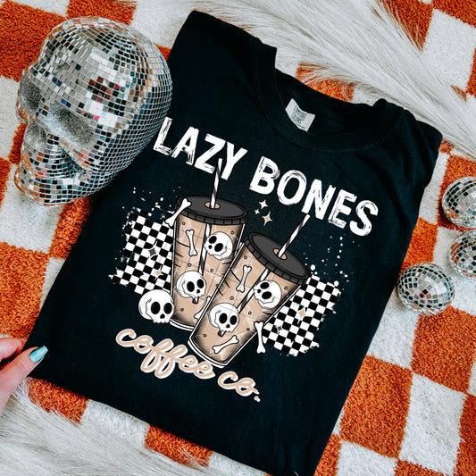 Lazy Bones Coffee tee (White Ink)