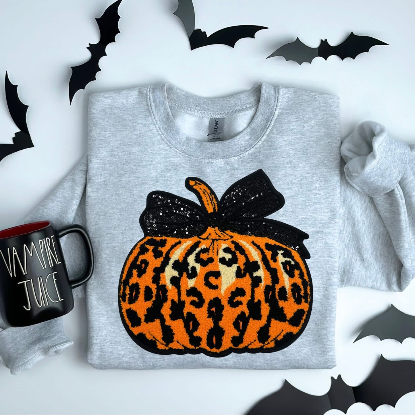Leopard Pumpkin Chenille Patch sweatshirt