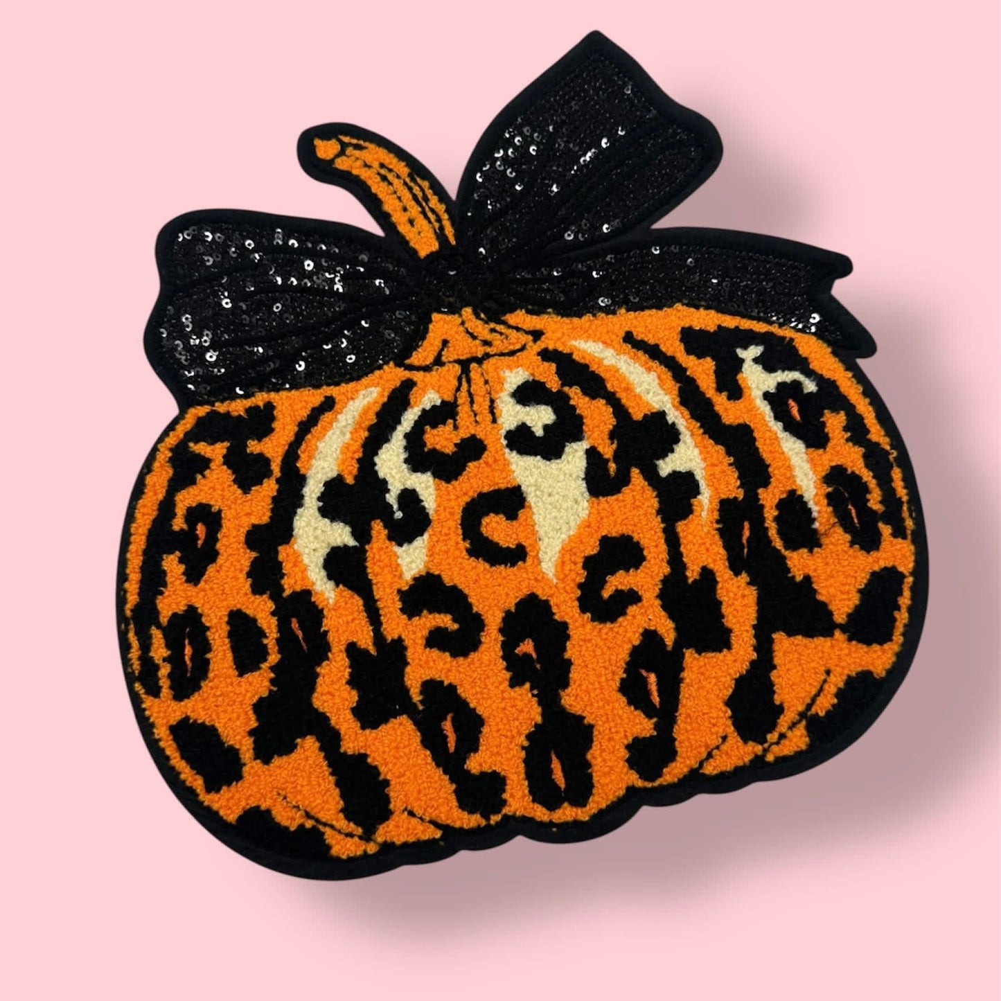 Leopard Pumpkin Chenille Patch sweatshirt