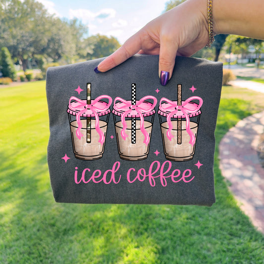 Pink Bow Iced Coffee tee
