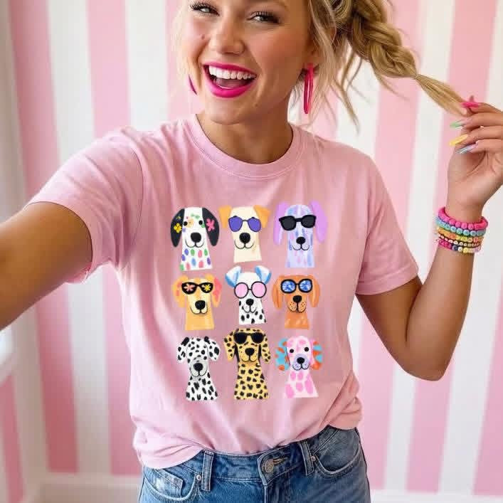 Colorful Pups tee