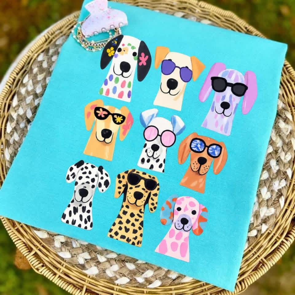 Colorful Pups tee