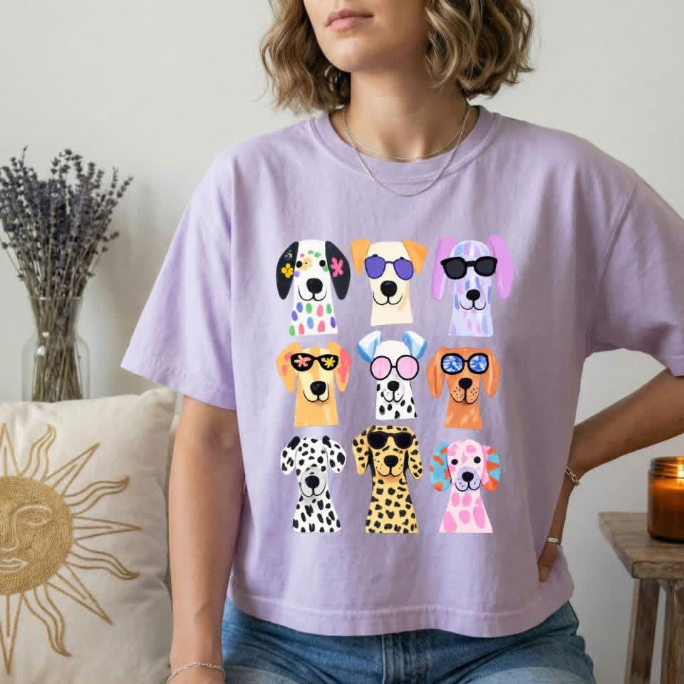 Colorful Pups tee