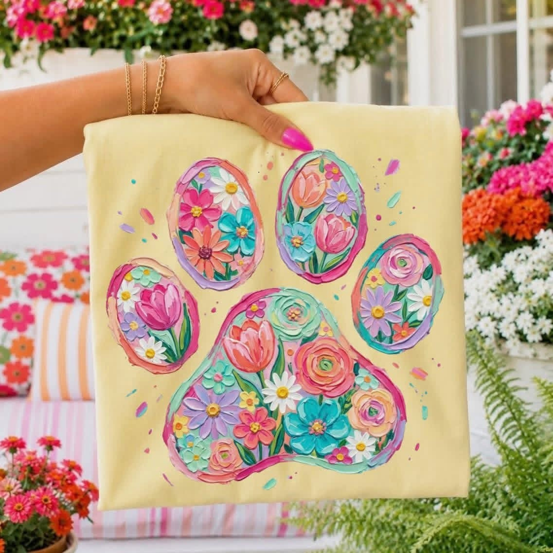 Floral Paw Print tee