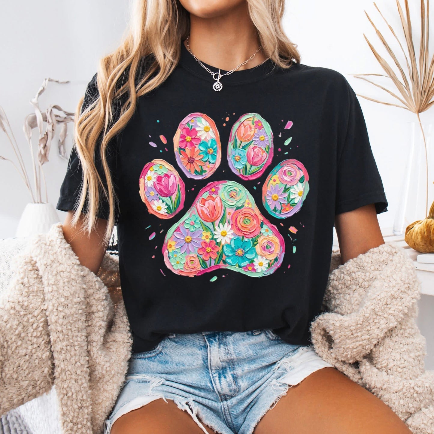 Floral Paw Print tee