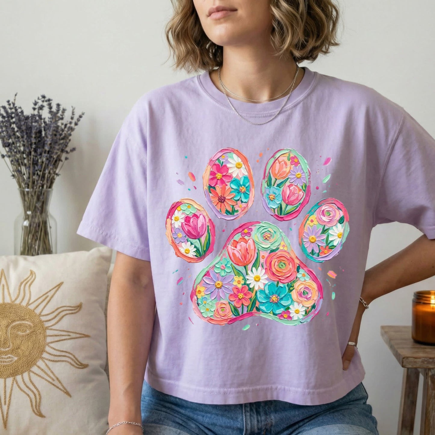 Floral Paw Print tee