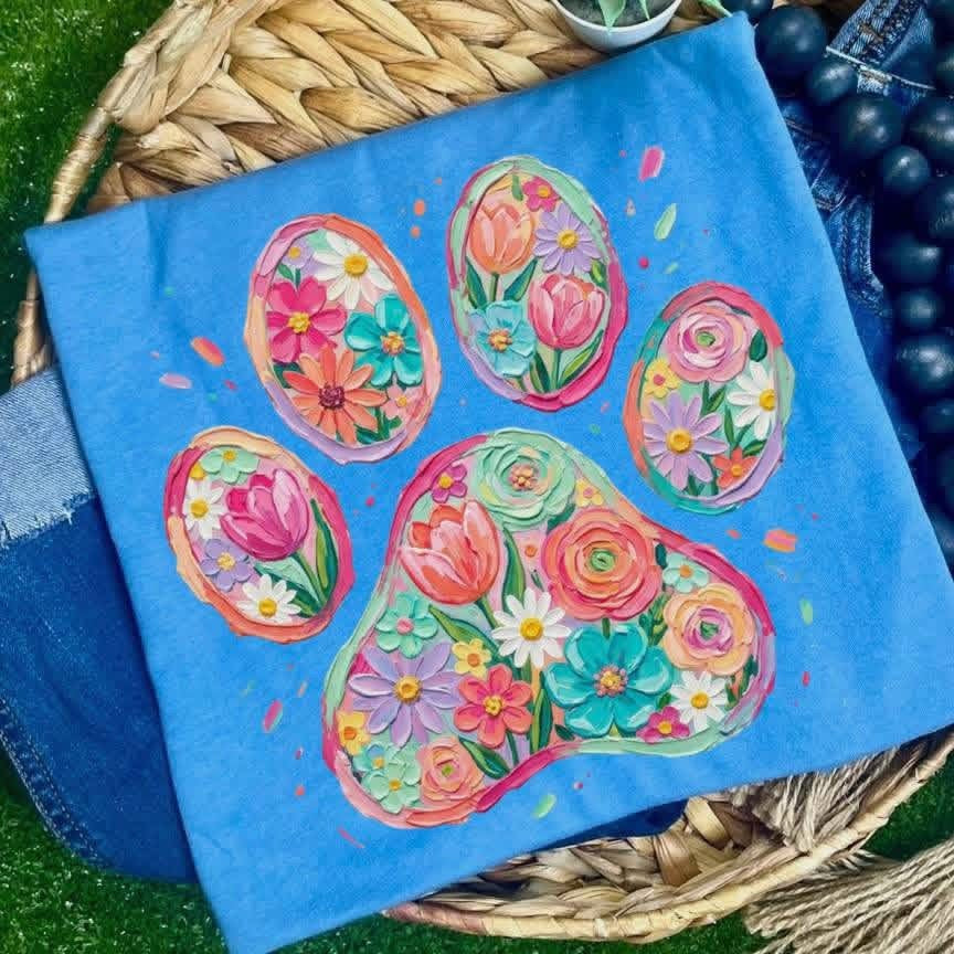 Floral Paw Print tee