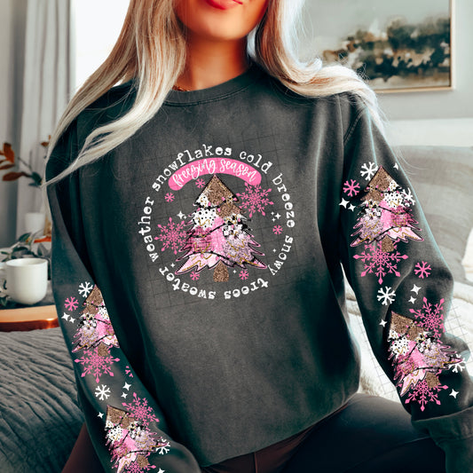 Freezing Season Circle sweatshirt with sleeve designs (white ink)