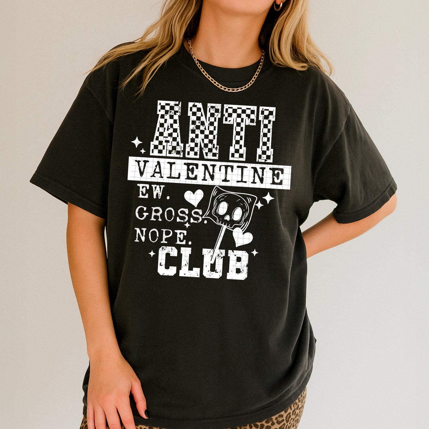 Anti Valentine Club tee (white ink)