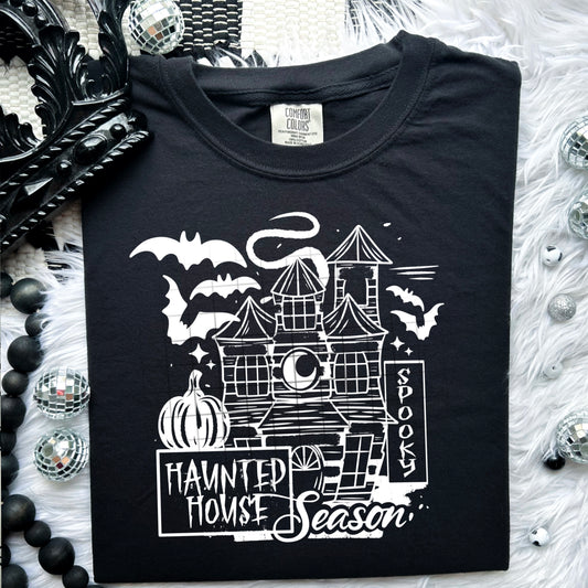 Haunted House Season tee (White Ink)