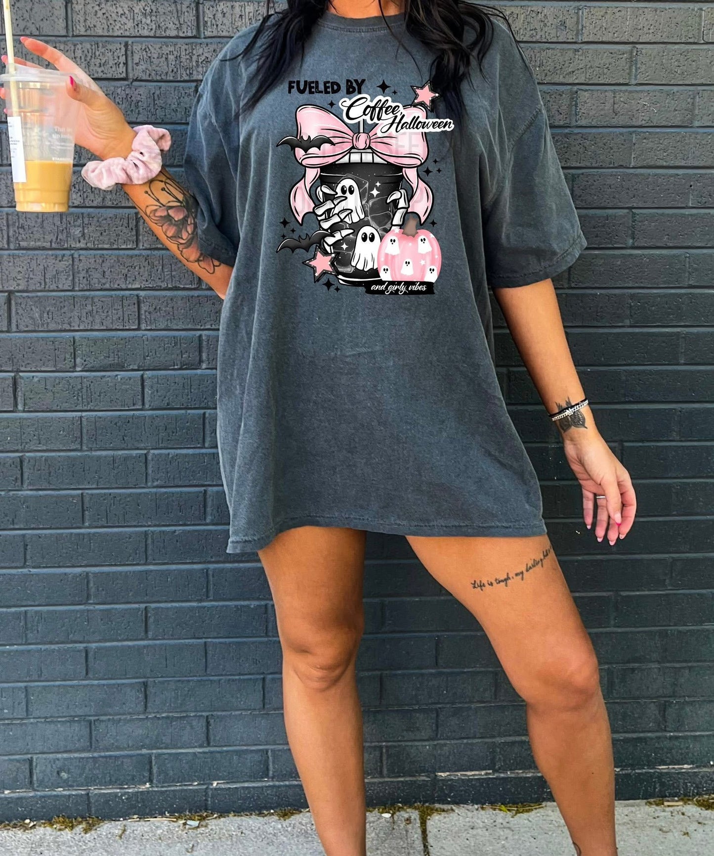 Fueled by Coffee, Halloween, & Girly Vibes tee
