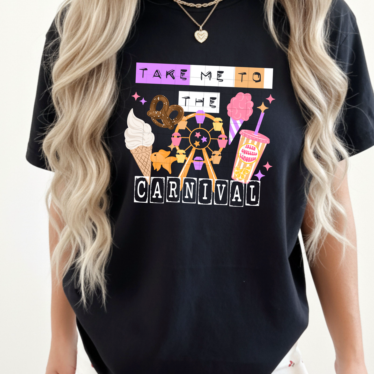 Take me to the Carnival tee (White Ink)