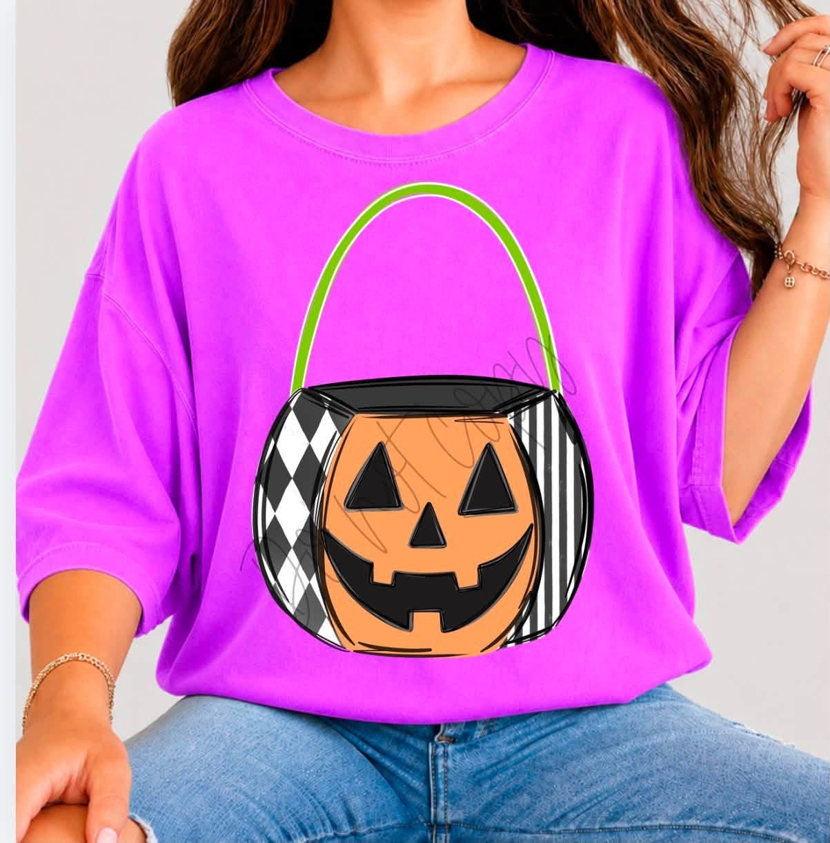 Colorful Pumpkin Bucket tee -YOUTH