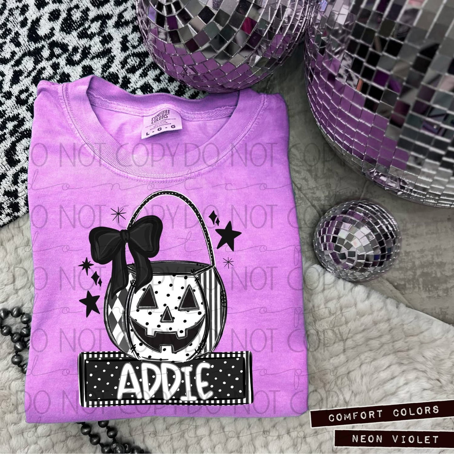 Pumpkin Bucket Bow Nameplate tee -YOUTH