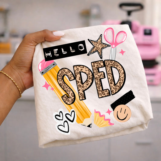 Hello SPED pencil tee