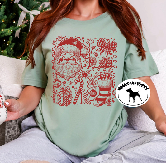 Vintage Coquette Christmas Doodles tee
