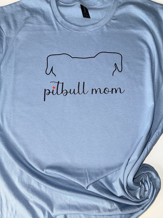 Pitbull Mom head outline tee