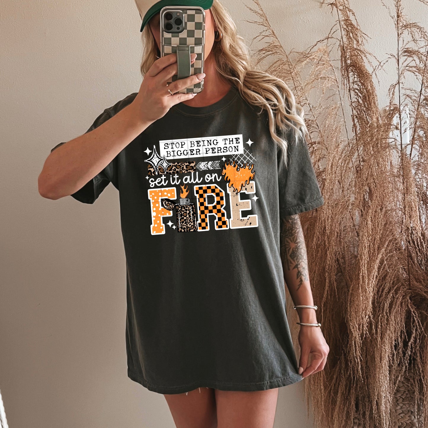 Set it all on FIRE tee (White Ink)