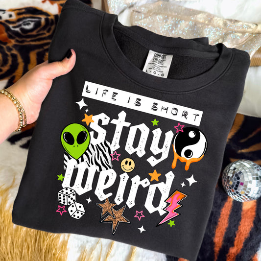 Stay Weird Alien tee (White Ink)