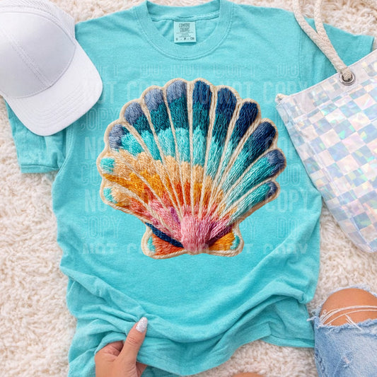 Faux Embroidered Sea Shell tee