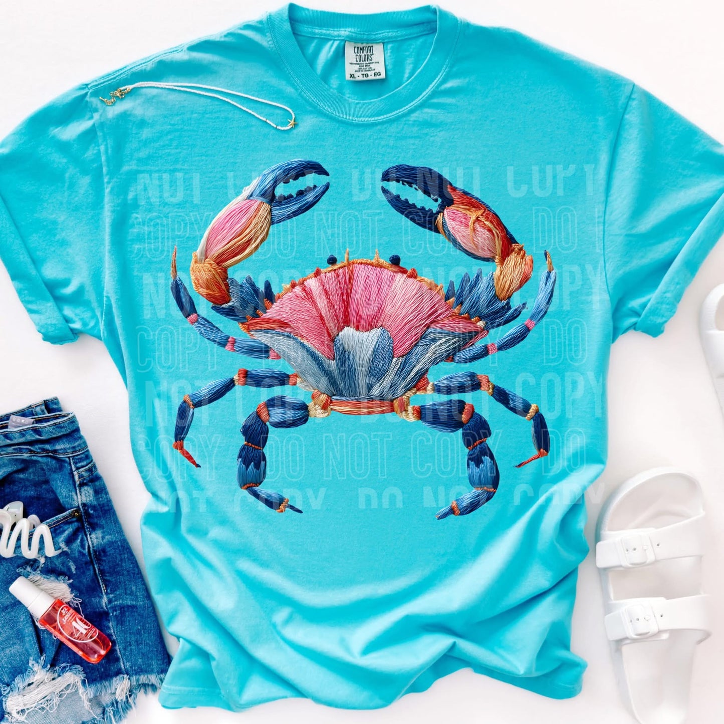 Faux Embroidered Crab tee