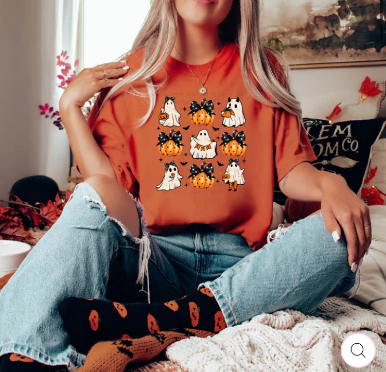 Ghost & Pumpkin Coquette tee