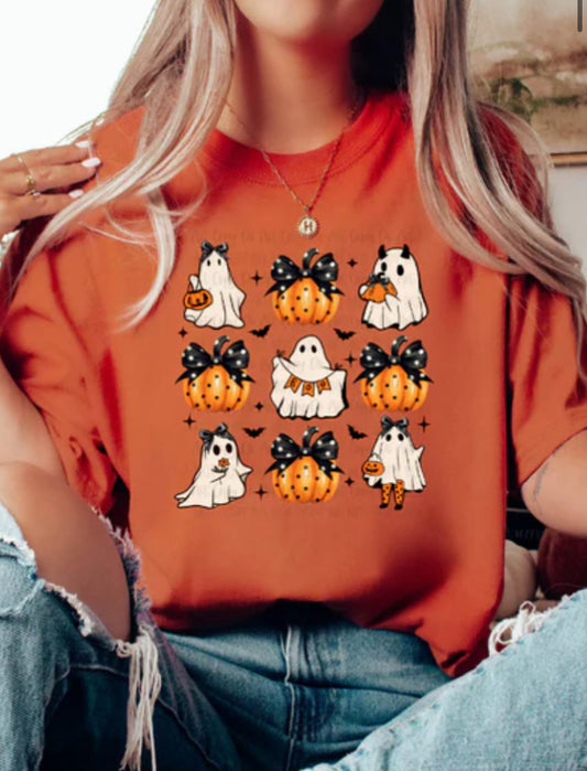 Ghost & Pumpkin Coquette tee