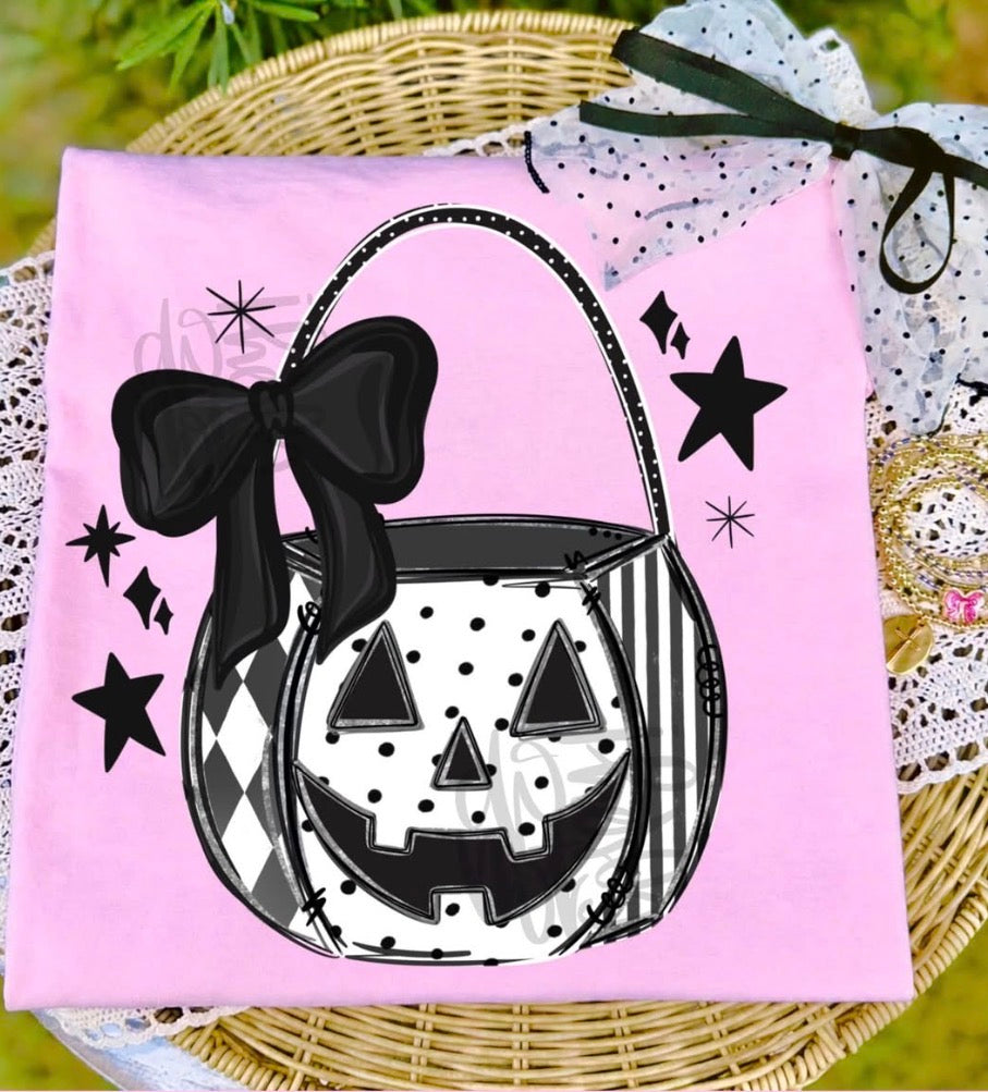 Pumpkin Bucket Bow tee -YOUTH