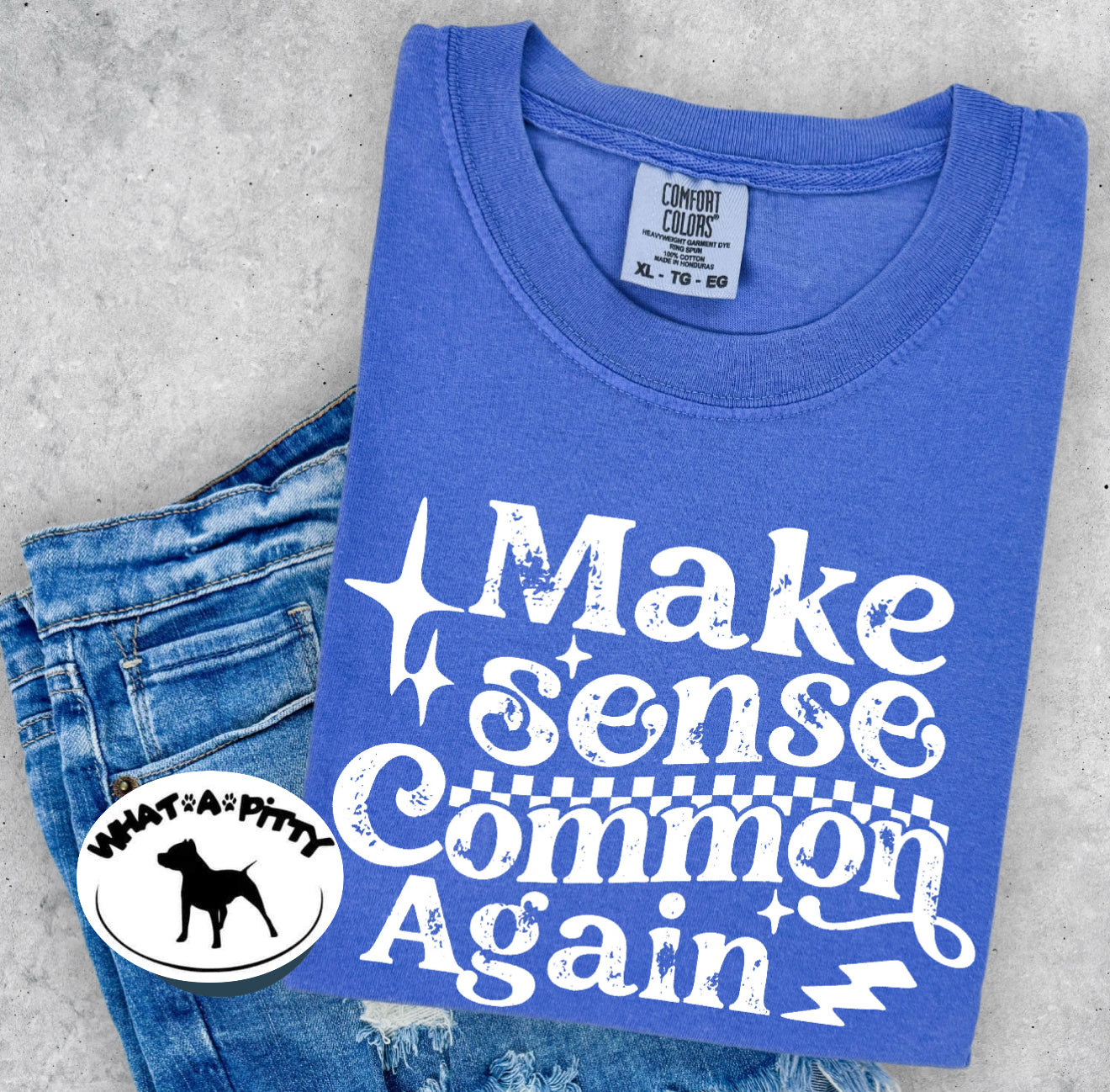 Make Sense Common Again tee (white ink)