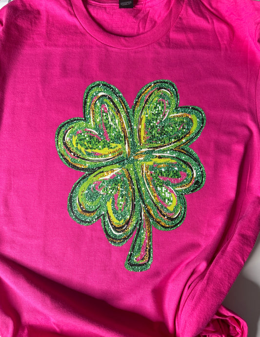 Faux Glitter Shamrock tee