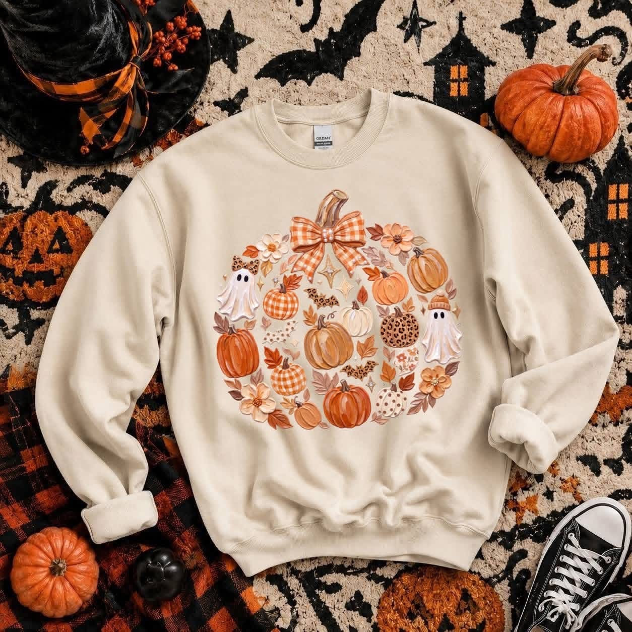 Faux hand painted Fall Pumpkin tee