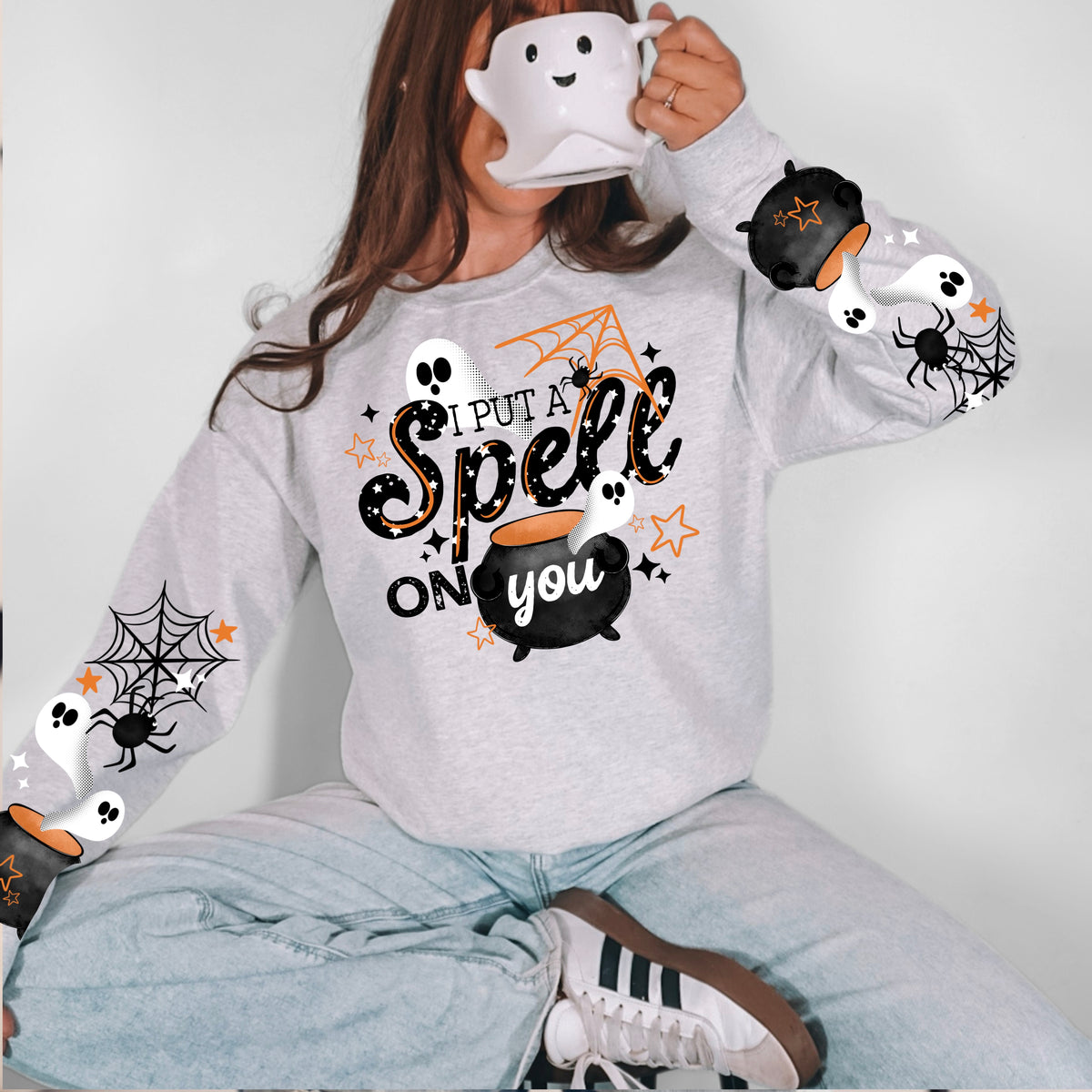 I put a Spell on you sweatshirt with sleeve designs