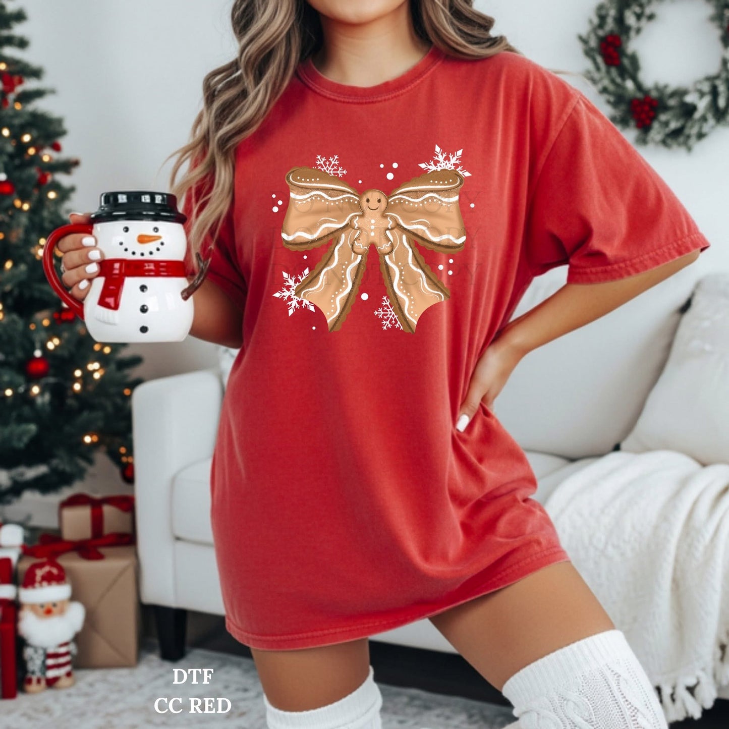Gingerbread Man Bow tee