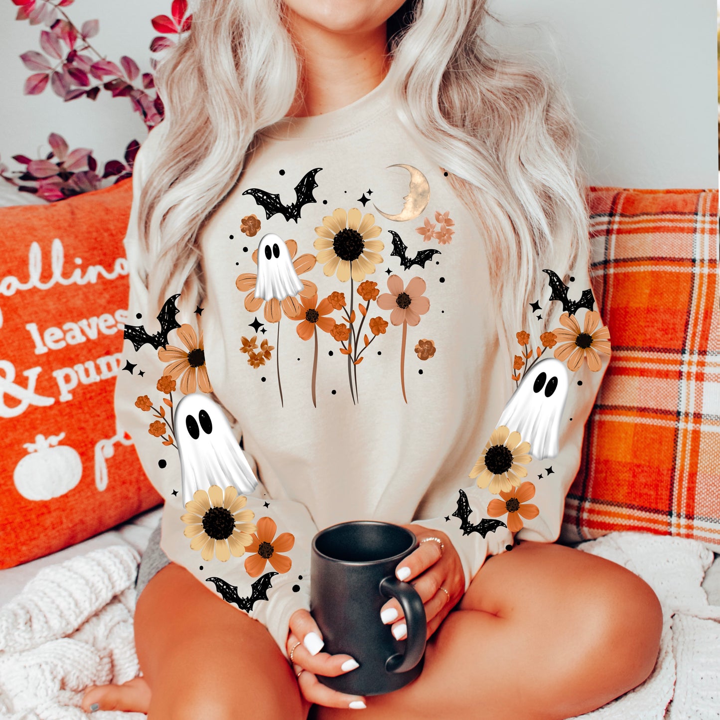 Floral Ghosties sweatshirt with sleeve designs