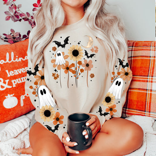 Floral Ghosties sweatshirt with sleeve designs