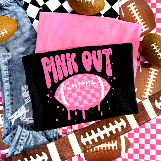 Checker Drip Pink Out Football tee
