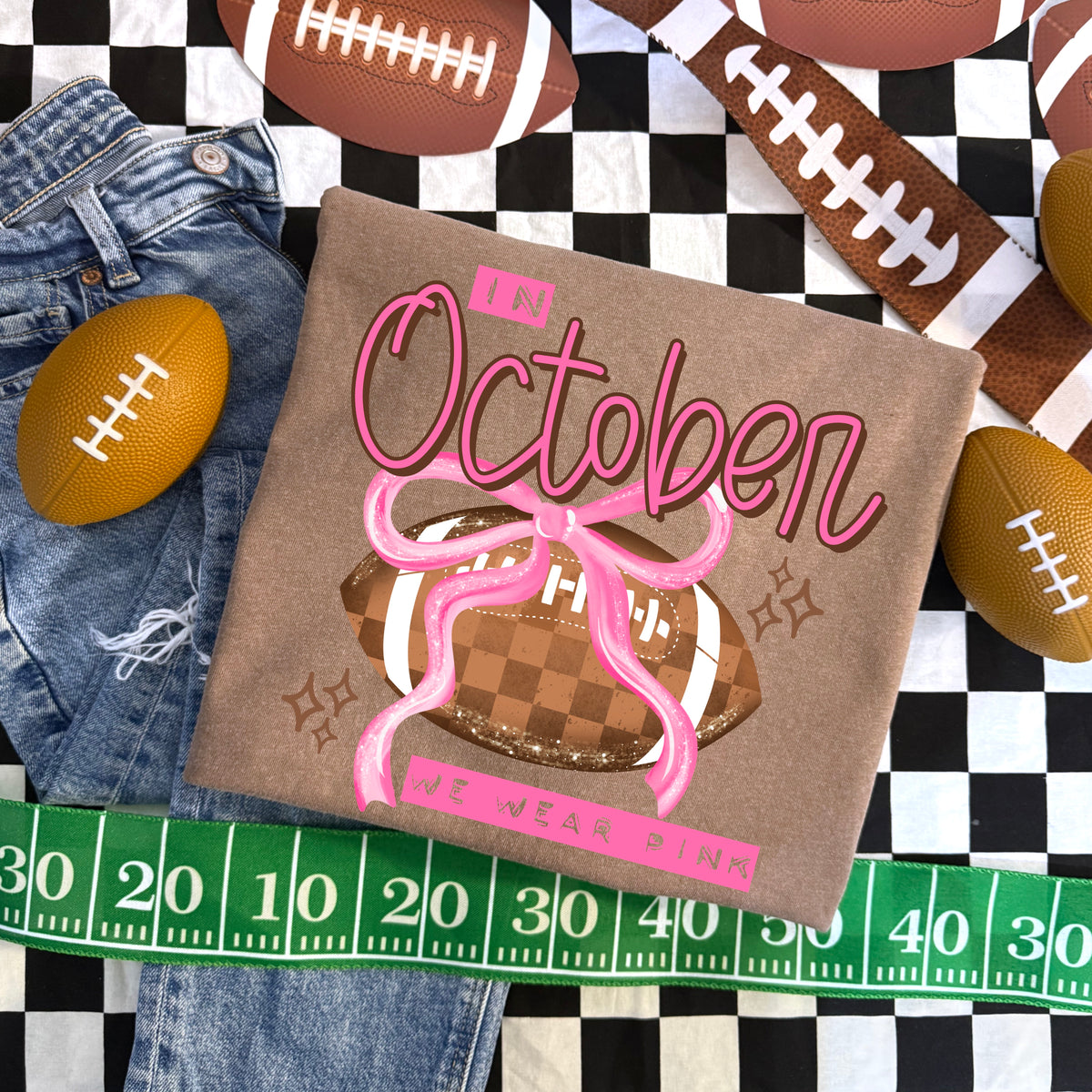 Football In October we wear Pink tee
