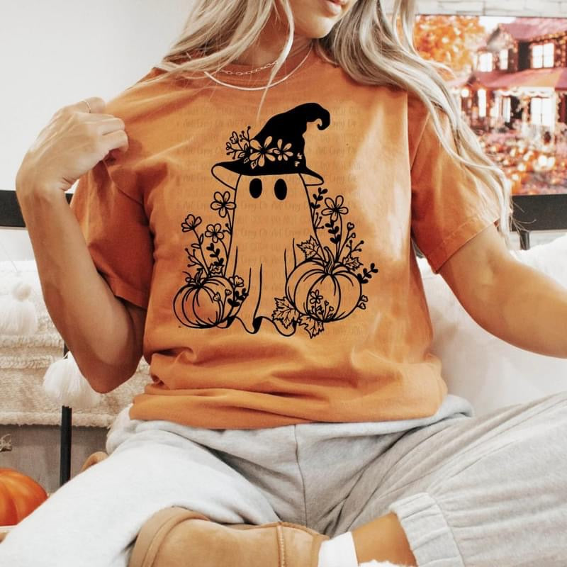 Adorable Ghost with witch hat t-shirt