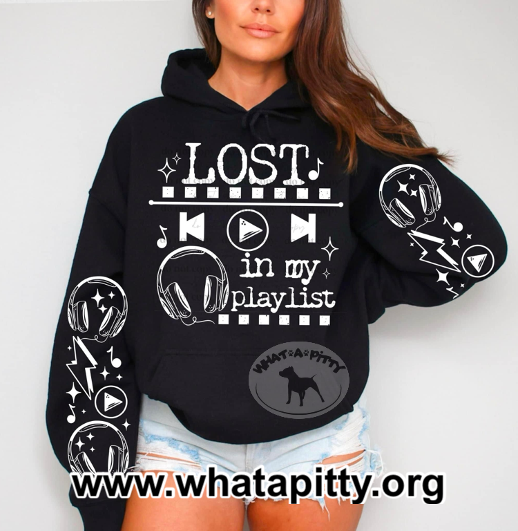 Lost in My Playlist sleeve design sweatshirt (White Ink)