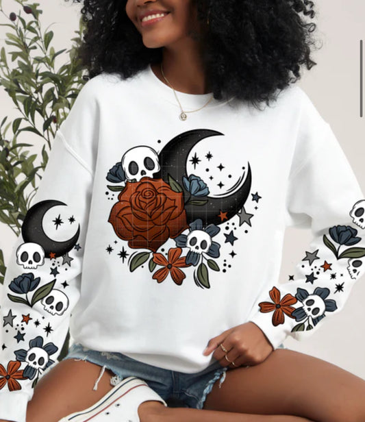 Floral Moon sweatshirt with sleeve designs